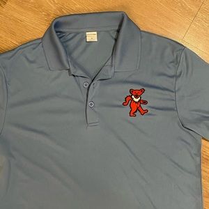 Light Blue and Red Grateful Dead Dancing Bear - Performance Golf Polo